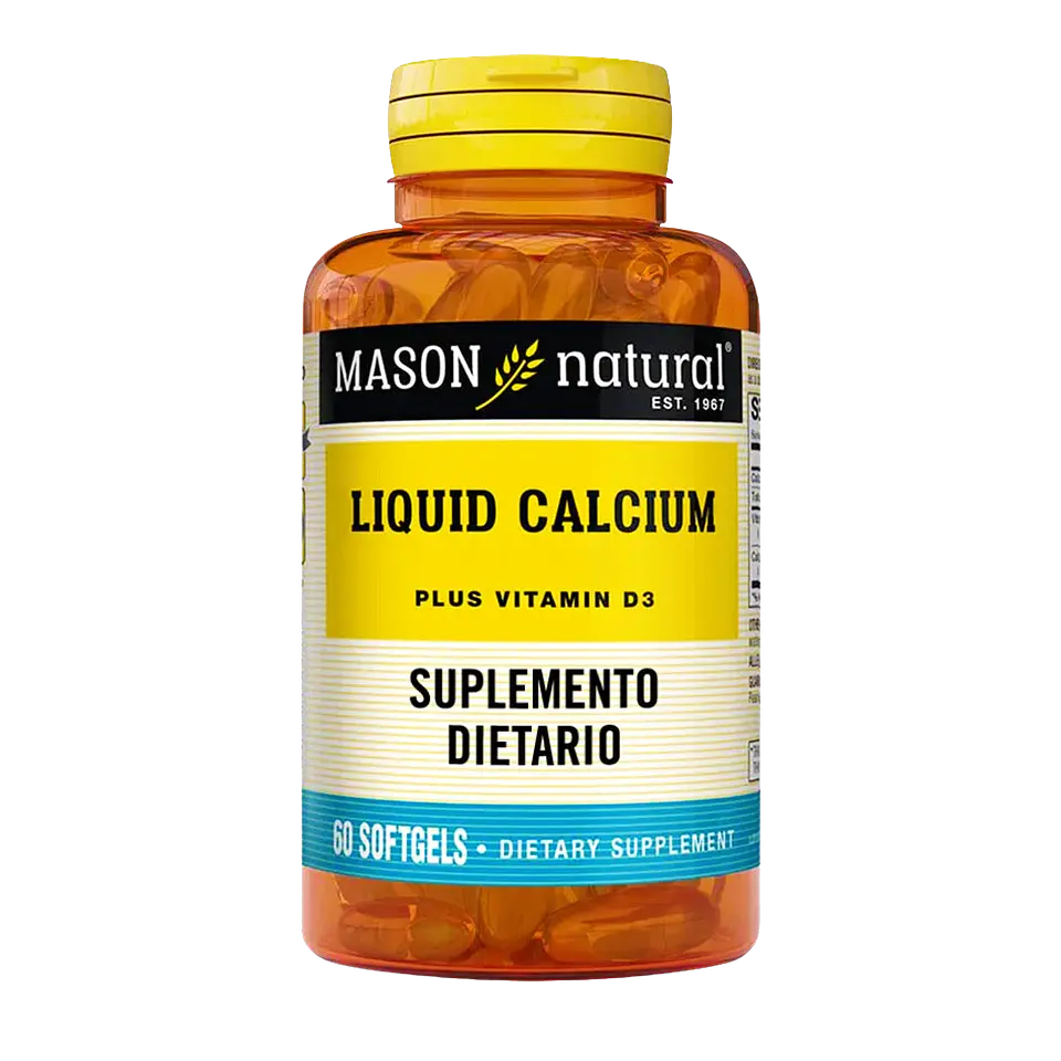 Liquid Calcium with Vitamina D3 60 Softgels Mason Natural 1