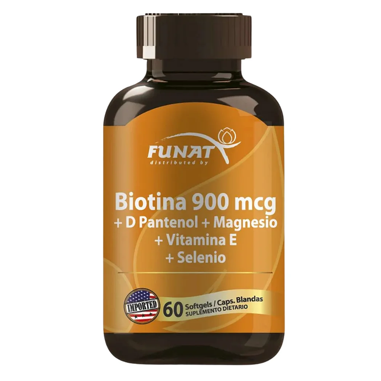 Biotina 900 mcg Pantenol Magnesio Vitamina E Selenio Funat 1