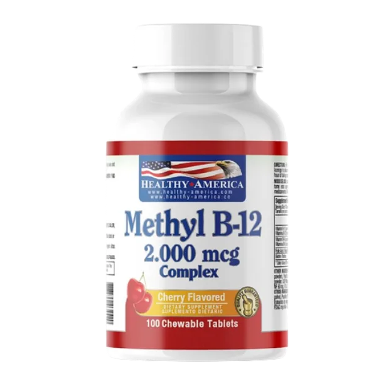 Methyl B-12 2000 mcg Healthy America 100 Tabletas masticables 1