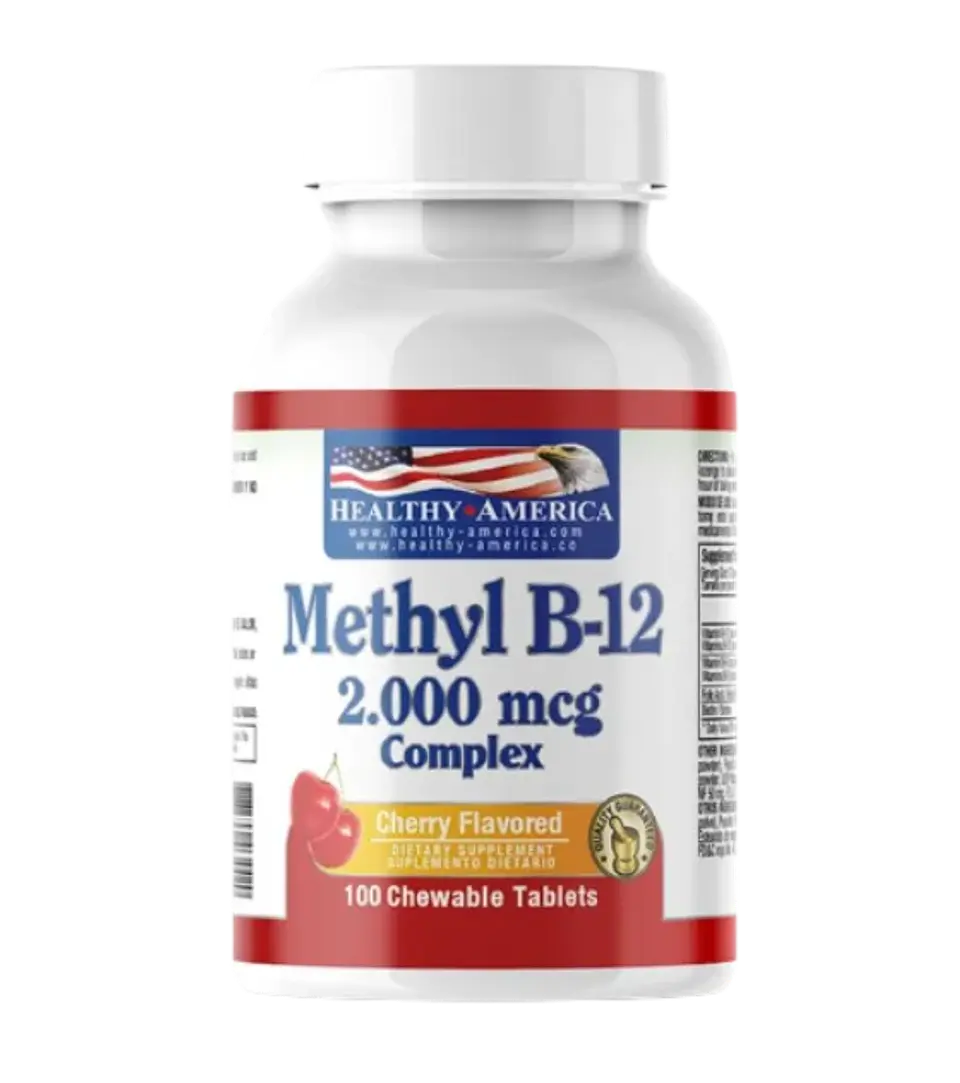 Methyl B-12 2000 mcg Healthy America 100 Tabletas masticables 1