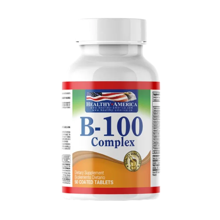B 100 Complex 50 caplets Healthy America 1