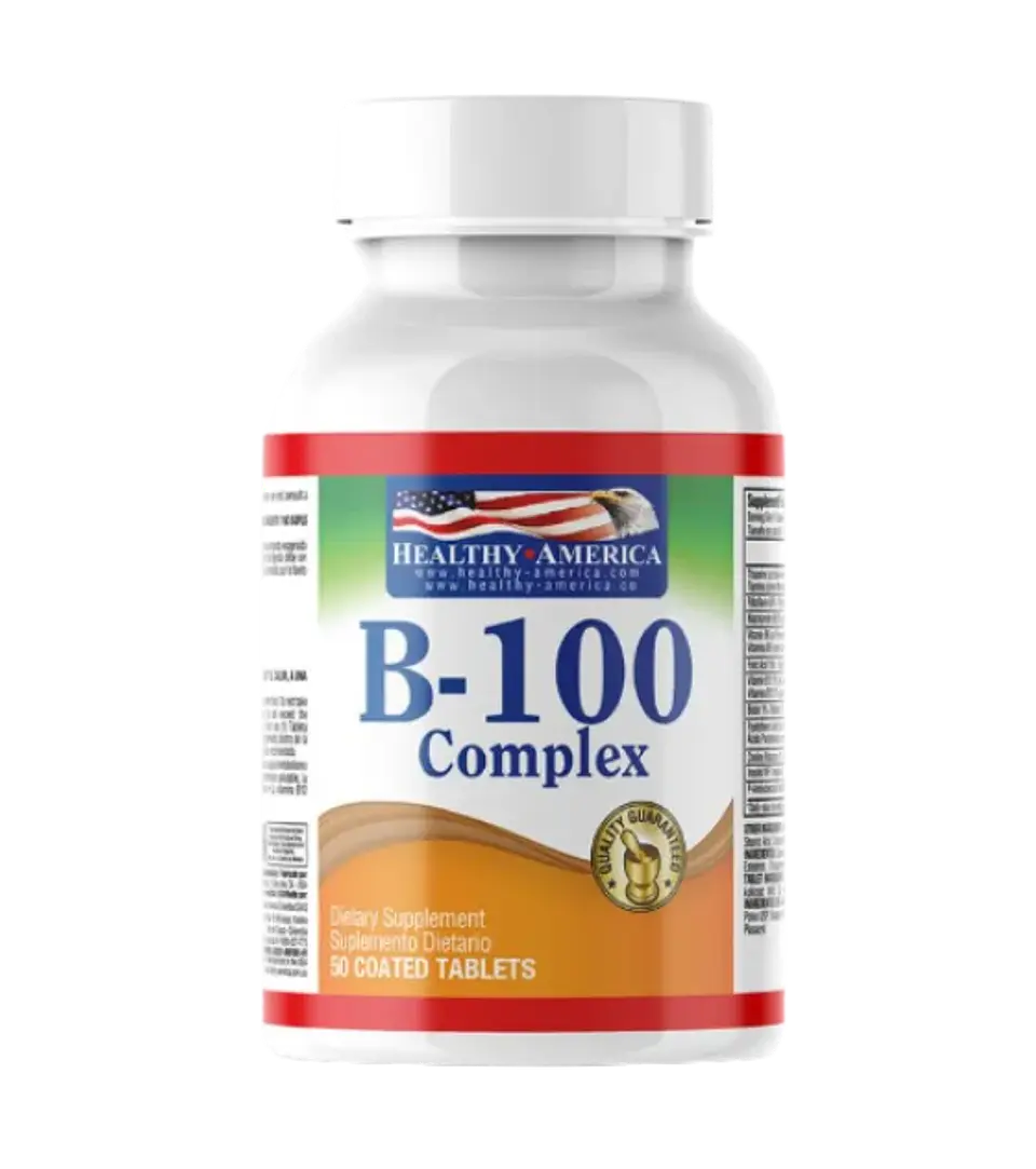 B 100 Complex 50 caplets Healthy America 1