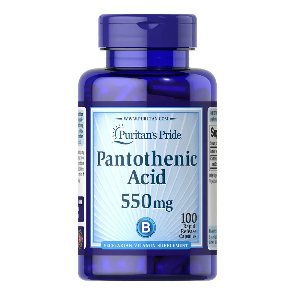 Pantothenic Acid 550 mg 100 Cápsulas Puritan's Pride 1