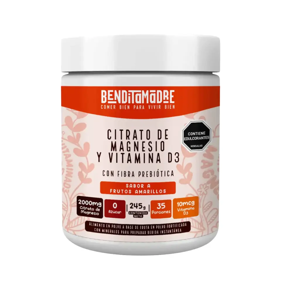Citrato de Magnesio y Vitamina D3 245grs BenditaMadre 1