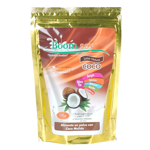 Alimento en Polvo con Coco Molido 250 gramos Boom Soy