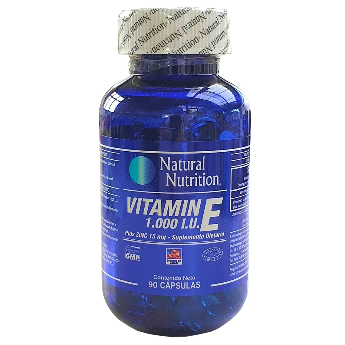 Vitamina E 1000 IU Plus Zinc 90 Cápsulas Natural Nutrition  1