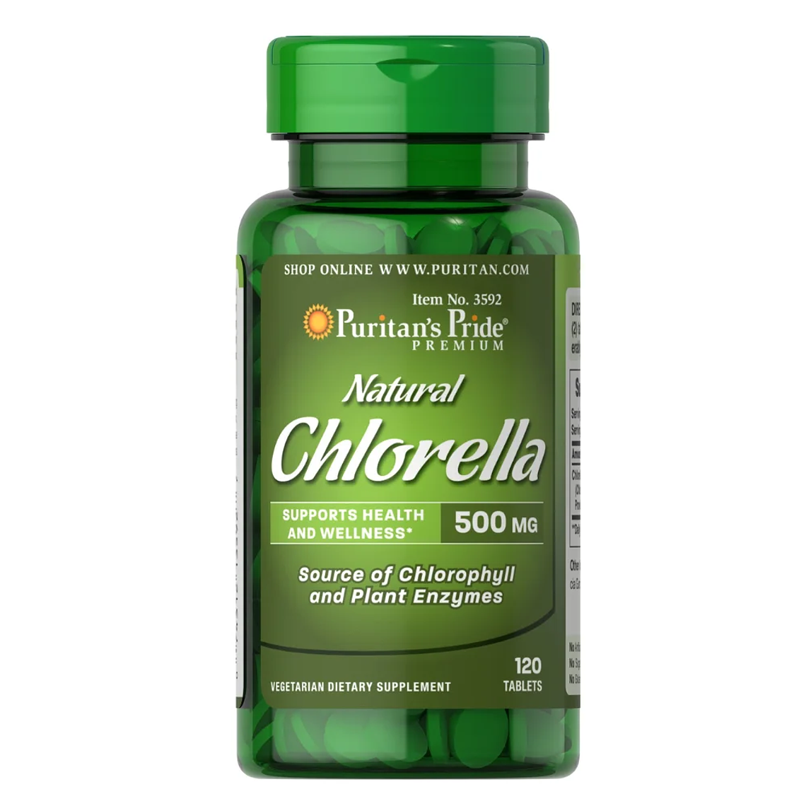 Natural Chlorella 500 mg 60 Tabletas Puritan's Pride 1