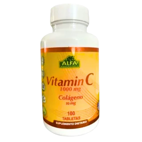 Vitamina C 1000 mg con Colágeno 100 Tabletas Alfa Vitamins