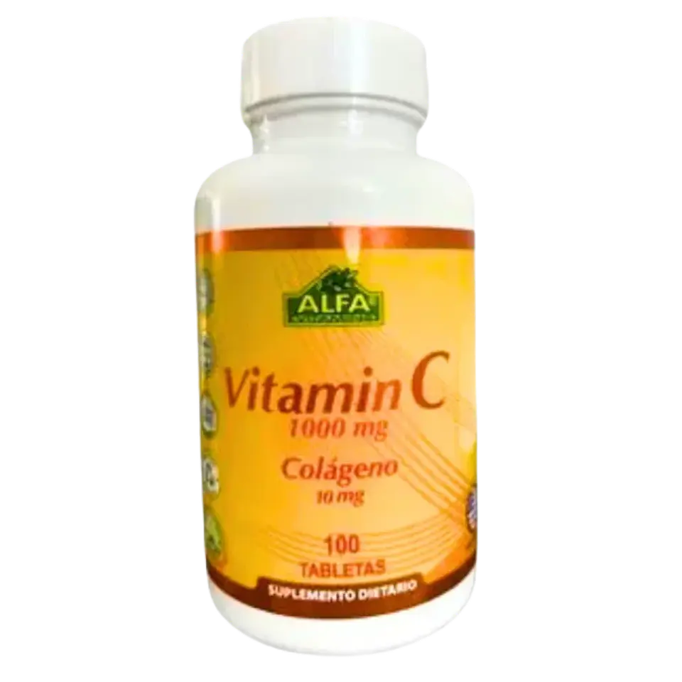 Vitamina C 1000 mg con Colágeno 100 Tabletas Alfa Vitamins 1