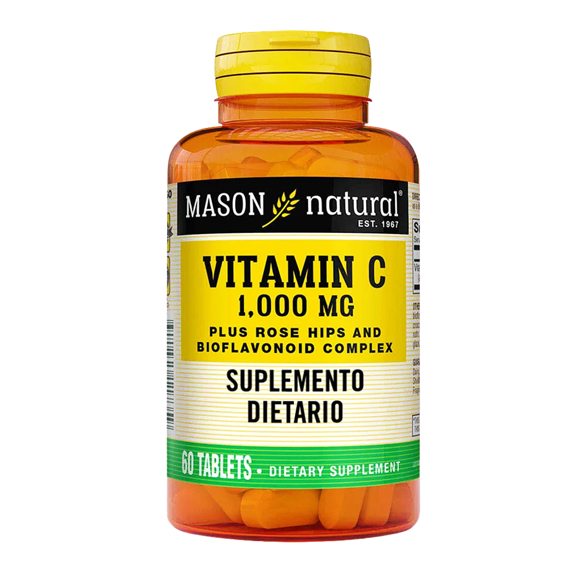 Vitamina C 1000 mg Rose Hips 60 Tabletas Mason Natural 1