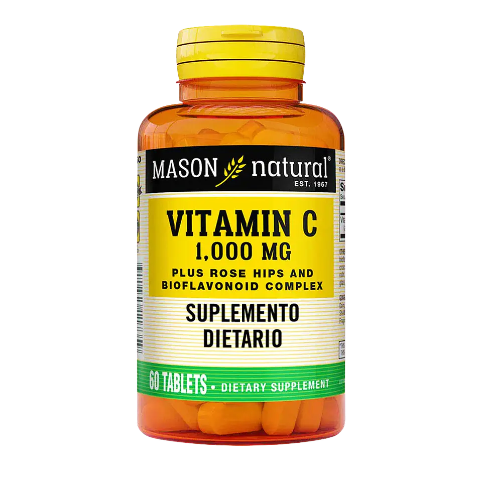 Vitamina C 1000 mg Rose Hips 60 Tabletas Mason Natural 1