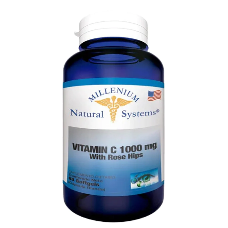 Vitamina C 1000 mg with Rose Hips 60 Softgels Natural Systems 1