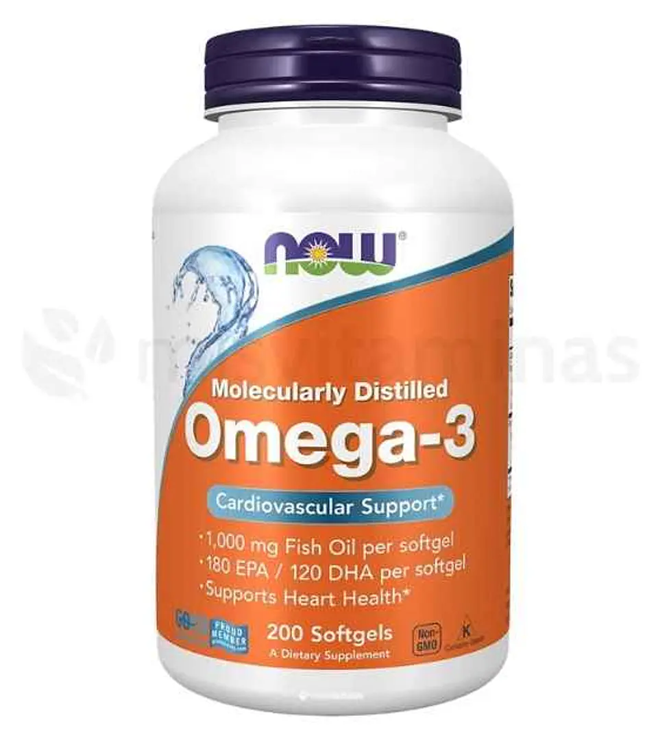 Omega 3 Destilado Molecularmente NOW 200 Softgels 1
