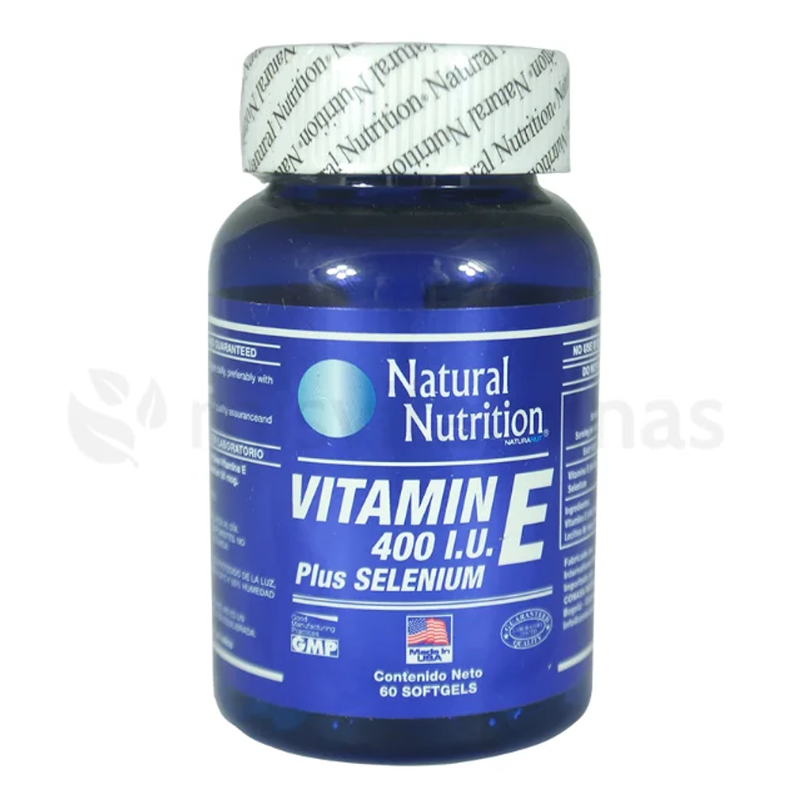 Vitamina E 400 IU Plus Selenium 60 Softgels Natural Nutrition  1