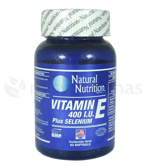 Vitamina E 400 IU Plus Selenium 60 Softgels Natural Nutrition 