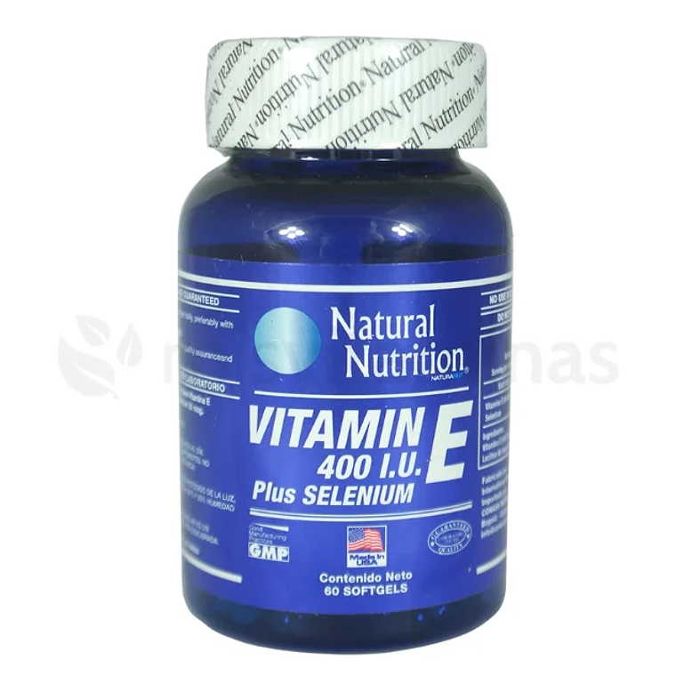 Vitamina E 400 IU Plus Selenium 60 Softgels Natural Nutrition  1