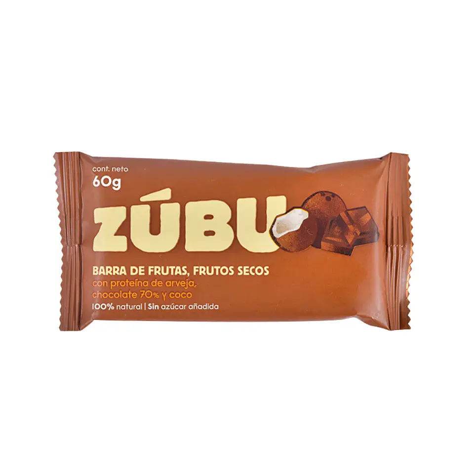 Barra Con Proteína de Arveja Chocolate y Coco 60 g Zúbu 1