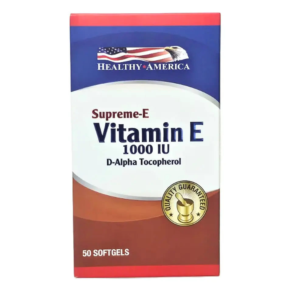 Vitamina E 1000 IU D-Alpha Tocopherol 50 Softgels Healthy America 1