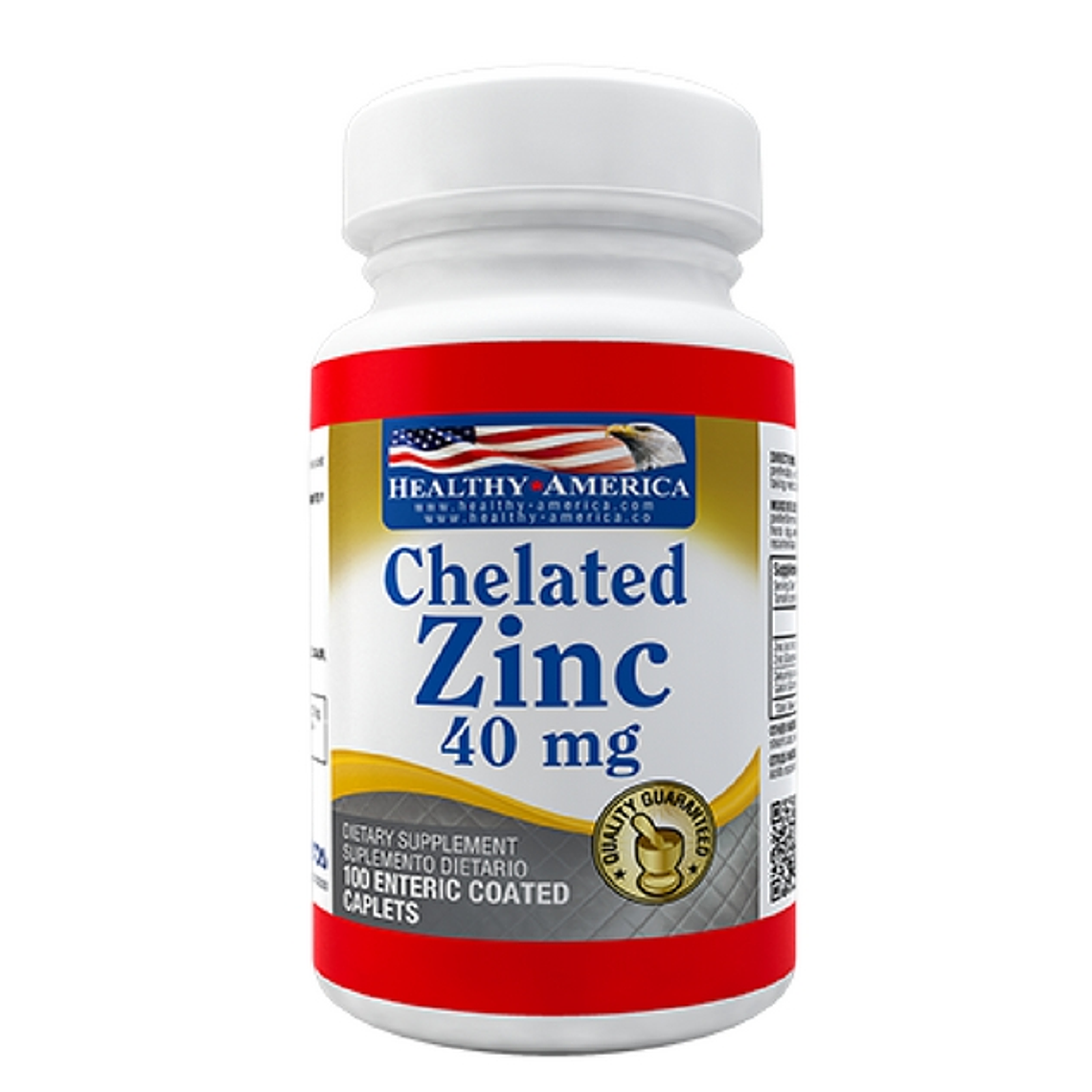Chelated Zinc 40 mg 100 Tabletas  Healthy America 1