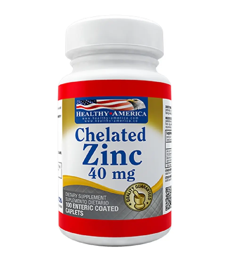 Chelated Zinc 40 mg 100 Tabletas  Healthy America 1