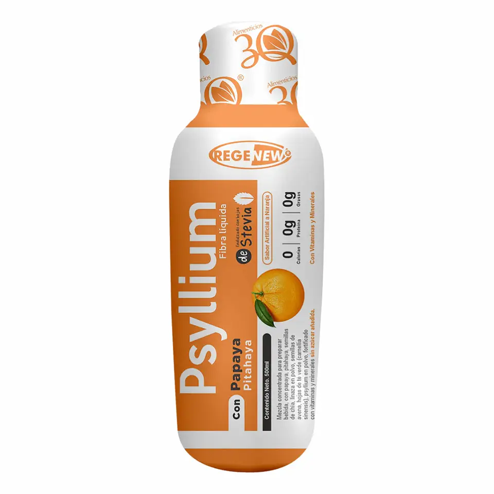 Psyllium con Papaya Sabor Naranja 500 ml Regenew 3Q 1