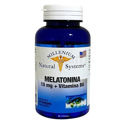 Melatonina 10 mg Vitamina B6 100 Softgels Natural Systems