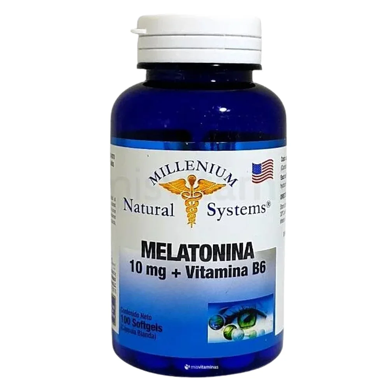 Melatonina 10 mg Vitamina B6 100 Softgels Natural Systems 1