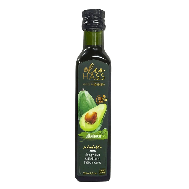 Aceite de Aguacate Extra Virgen con Albahaca Oleo Hass 250 ml 1