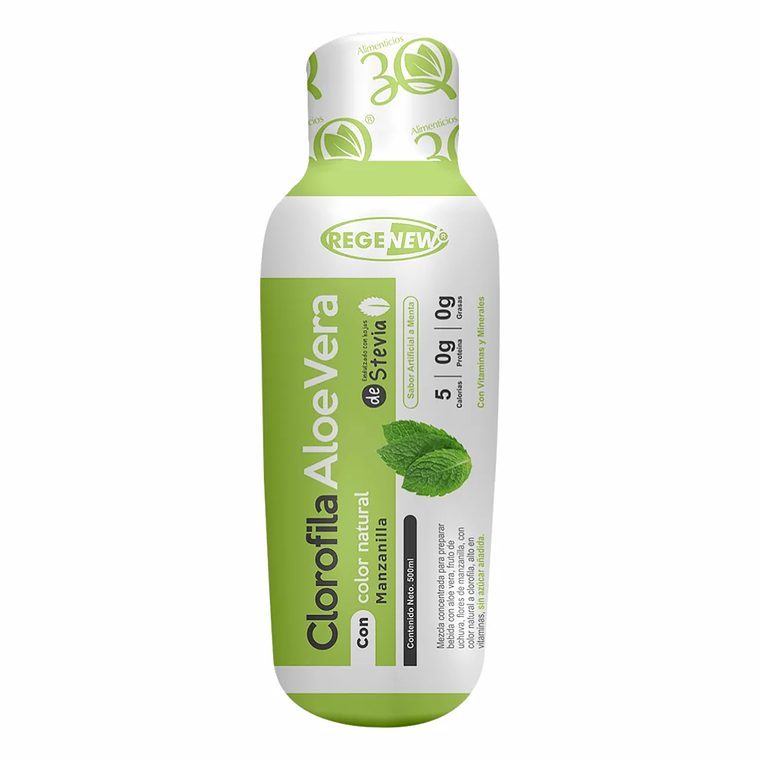 Clorofila Aloe Vera Sabor Menta 500 ml Regenew 3Q 1