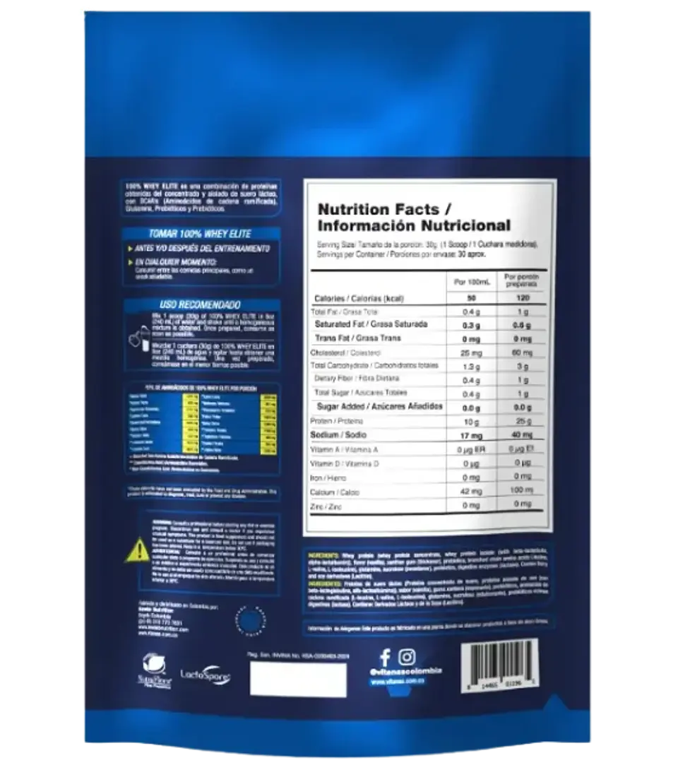 Whey Elite 100% Vitanas Vainilla 2 Libras  2