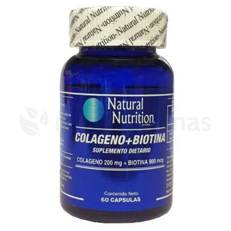 Colágeno y Biotina 60 Cápsulas Natural Nutrition  1