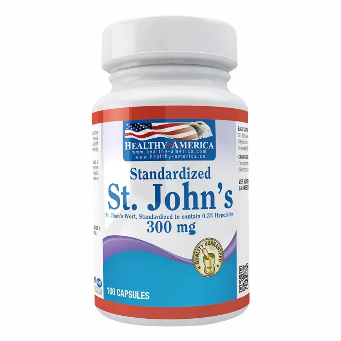 St. John's Wort 300 mg 100 Cápsulas Healthy America 1
