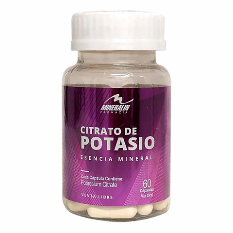 Citrato de Potasio Esencia Mineral 60 Cápsulas Mineralin