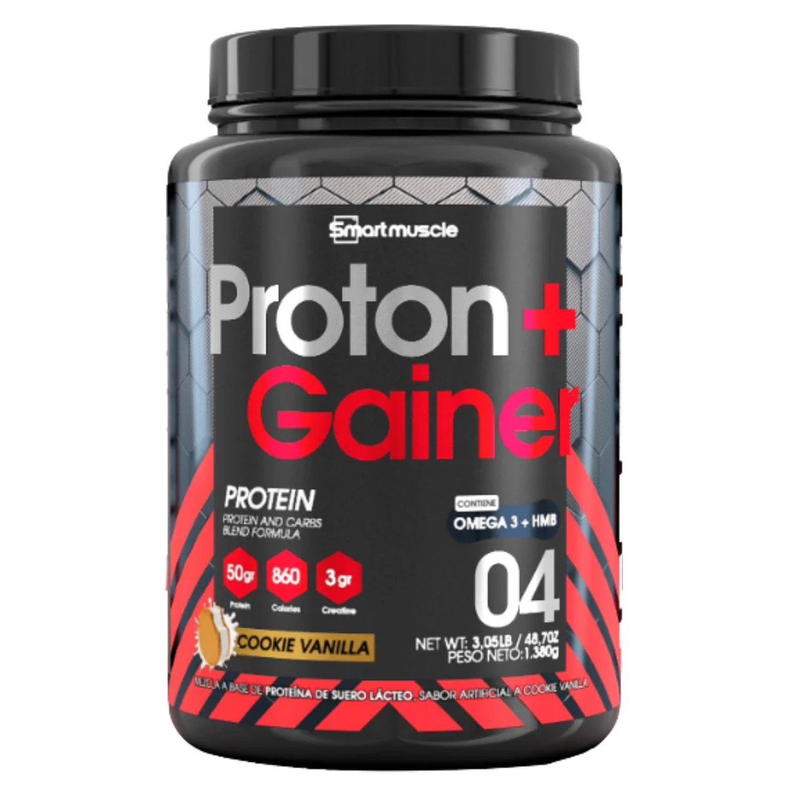 Proton + Gainer Cookie Vainilla 3.05 Libras Smart Muscle 1