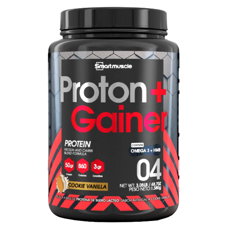 Proton + Gainer Cookie Vainilla 3.05 Libras Smart Muscle 1