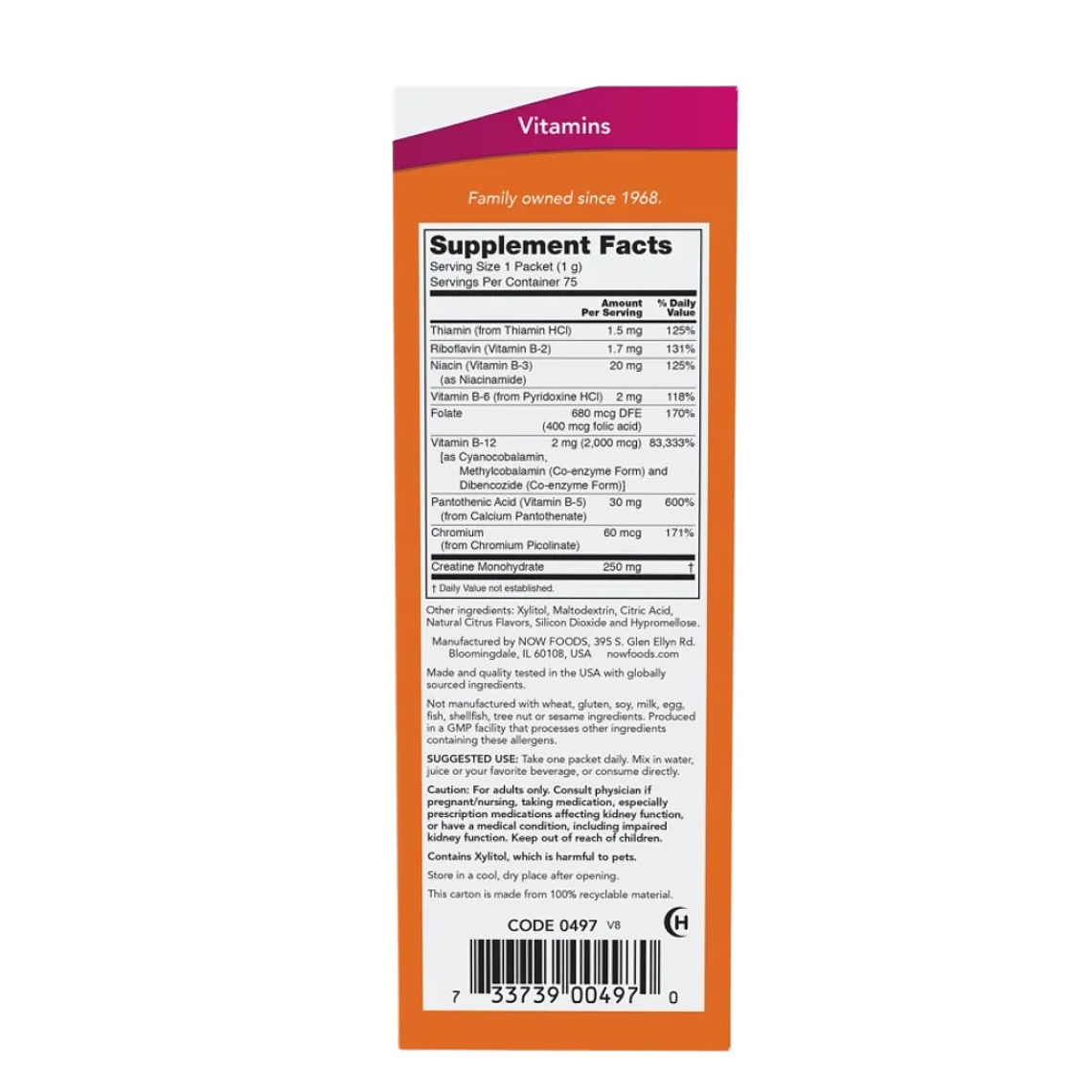 B-12 Instant Energy 75 packets Now Foods 2