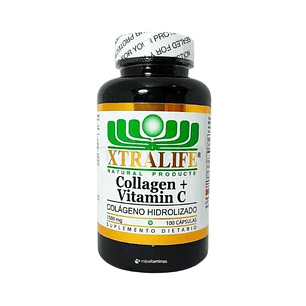 Collagen + Vitamin C Colágeno Hidrolizado 100 Cápsulas Xtralife