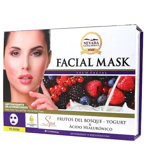 Mascarilla Facial Frutos del Bosque Caja 10 Unidades Nevada