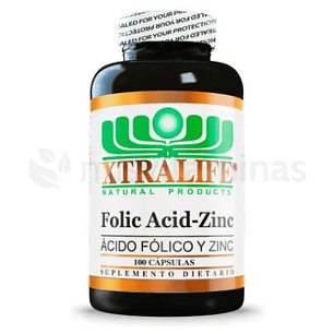 Ácido Fólico y Zinc 100 Cápsulas Xtralife