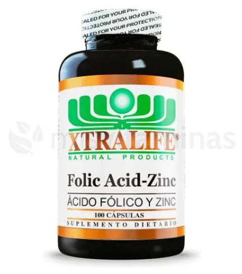 Ácido Fólico y Zinc 100 Cápsulas Xtralife