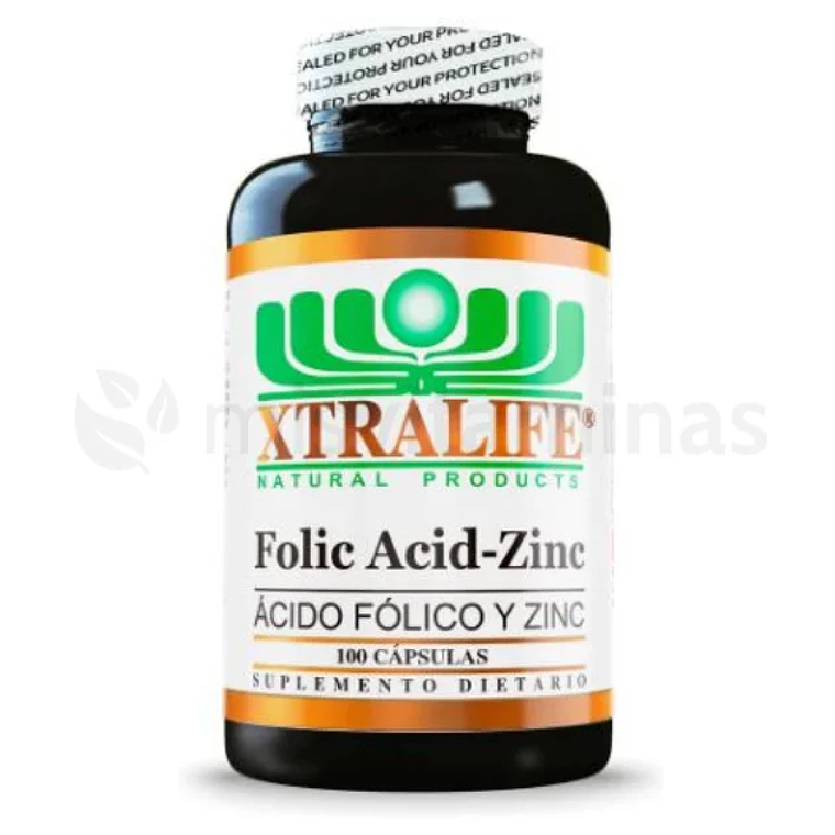 Ácido Fólico y Zinc 100 Cápsulas Xtralife 1