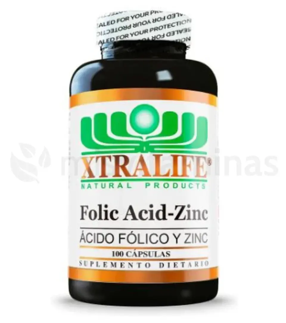 Ácido Fólico y Zinc 100 Cápsulas Xtralife 1