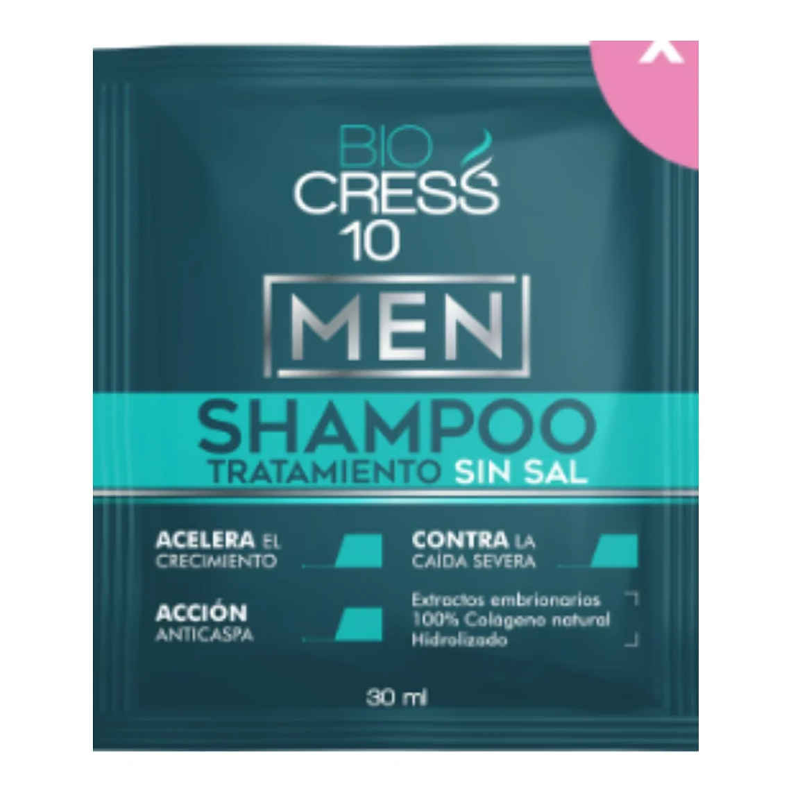 Shampoo Tratamiento Sin Sal Men Sachet 30 ml Bio Cress 10 1