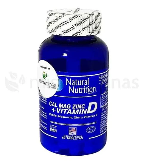 Calcio Magnesio y Zinc 60 Tabletas Natural Nutrition