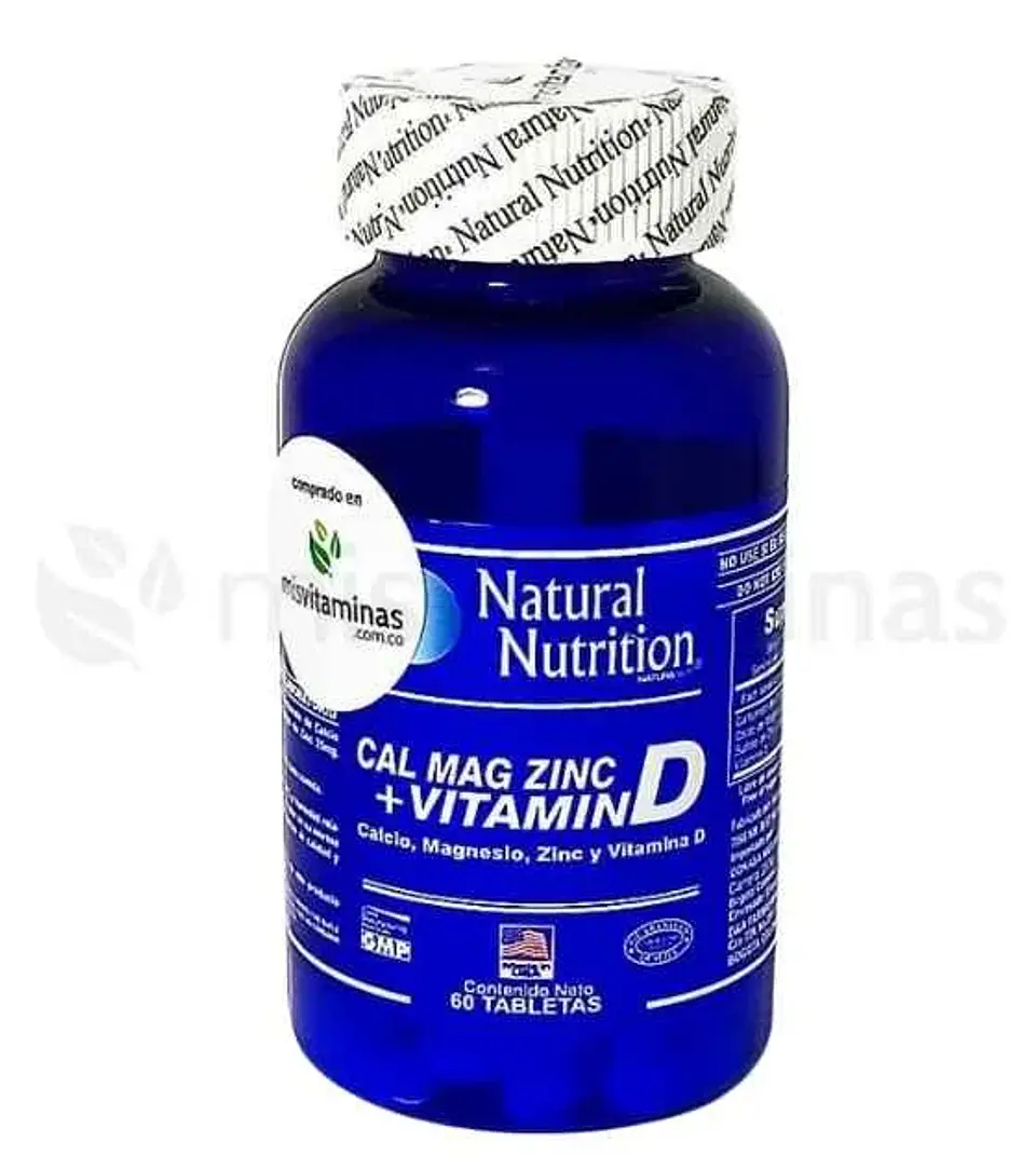 Calcio Magnesio y Zinc 60 Tabletas Natural Nutrition 1