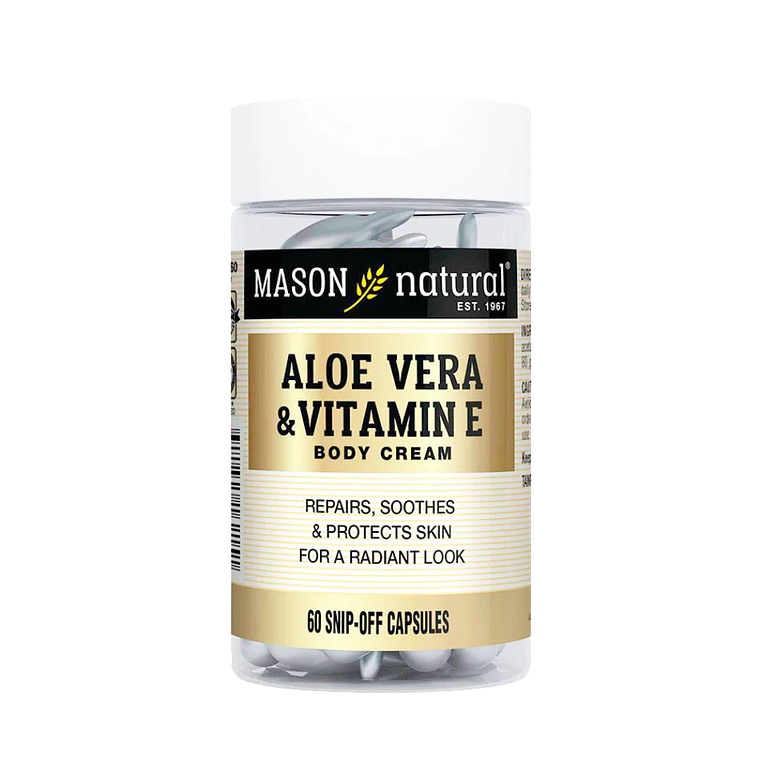 Aloe Vera & Vitamin E 60 Cápsulas Tópicas Mason Natural 1