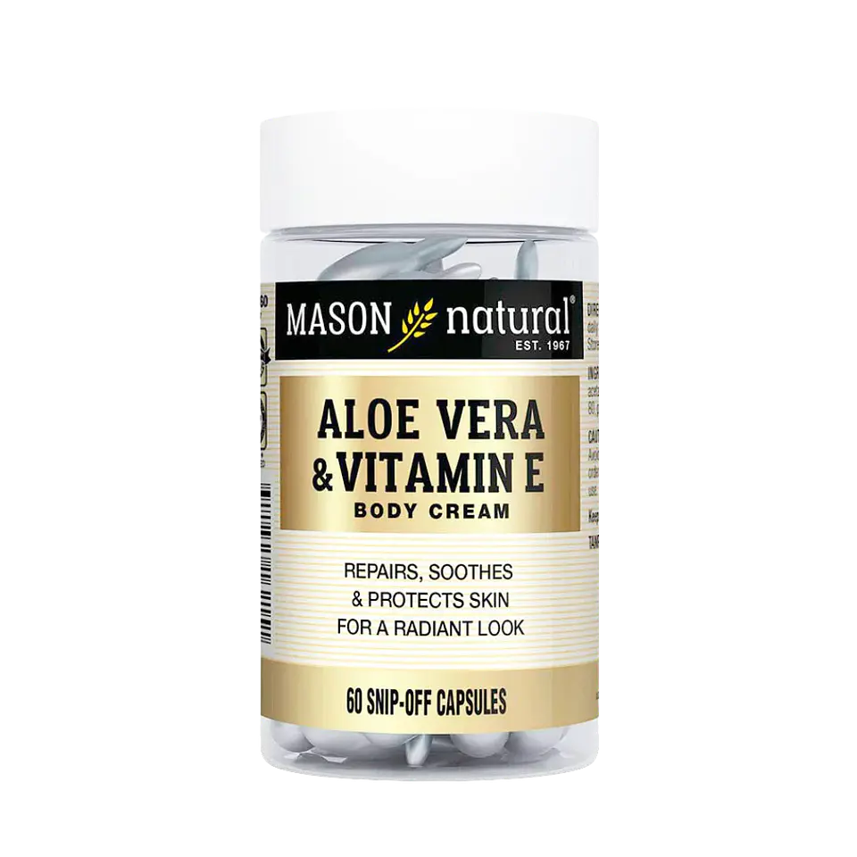 Aloe Vera & Vitamin E 60 Cápsulas Tópicas Mason Natural 1