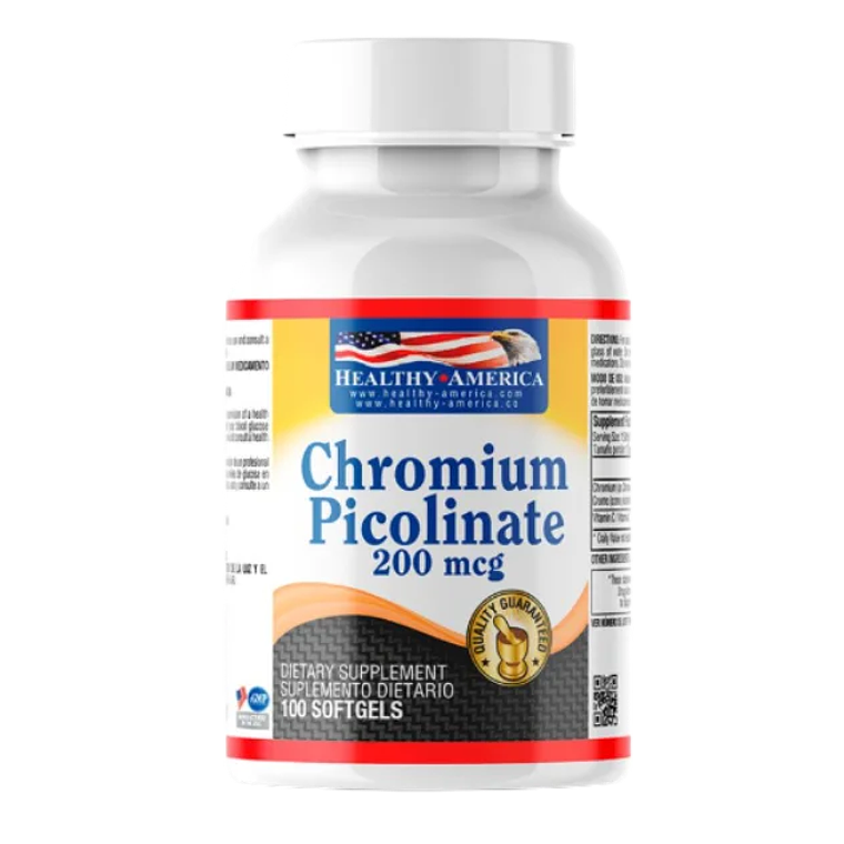 Chromium Picolinate 200 mcg 100 Softgels Healthy America 1