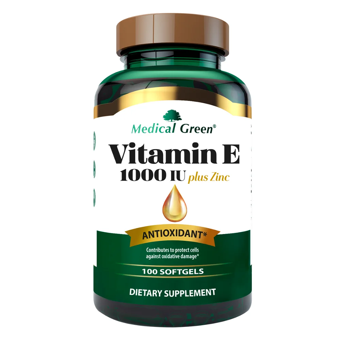 Vitamin E 1000 IU Plus Zinc 100 Softgel Medical Green 1