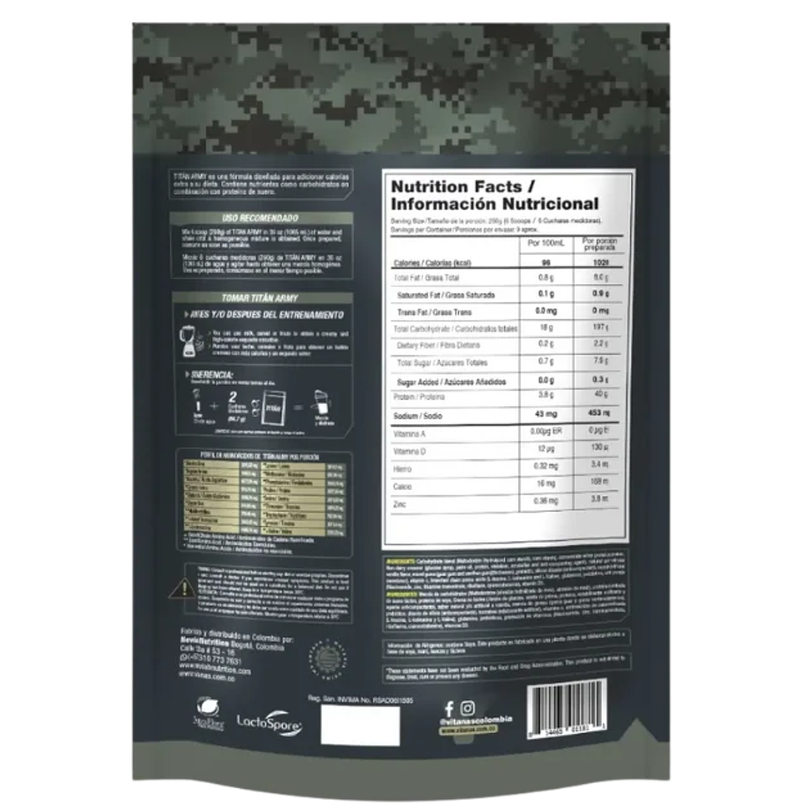 Titan Army 5 Libras Mass Gainer Vitanas Vainilla 2